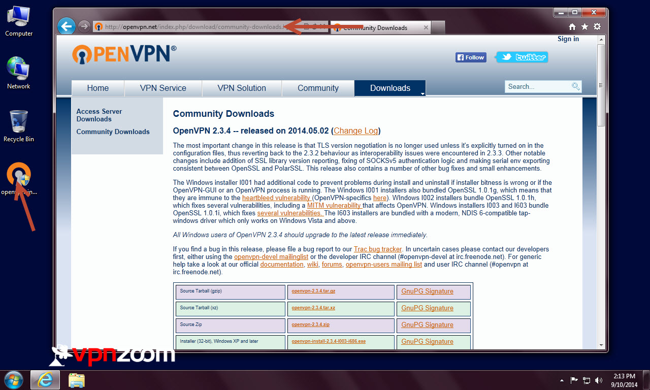 for windows instal OpenVPN Client 2.6.5